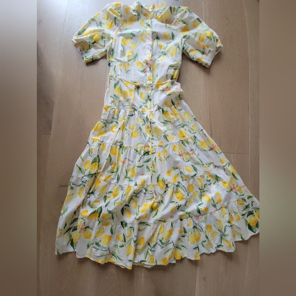 H&M Lemon Print Long Cotton Dress NWT Sma - Picture 2 of 2